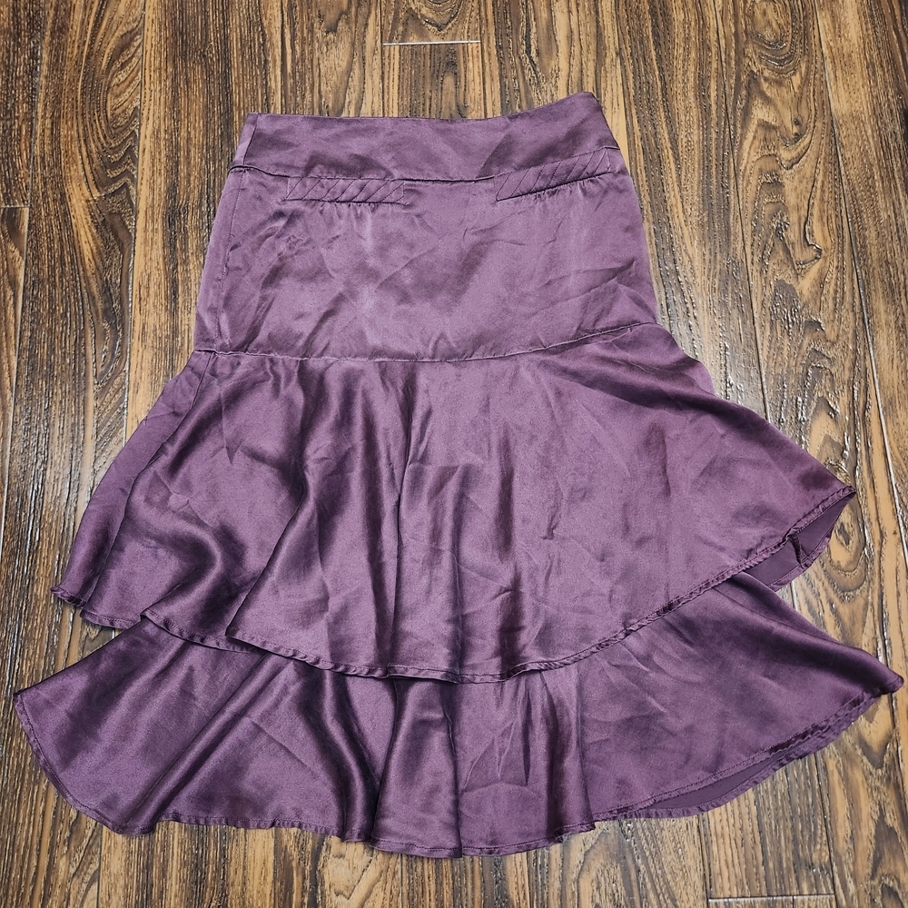 ayc By Joshua Faulk 100% Silk Purple Tiered Skirt Sz 6 EUC - Picture 12 of 13